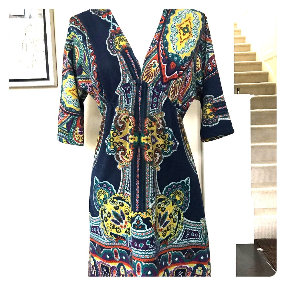 3/4 sleeve floral mini dress